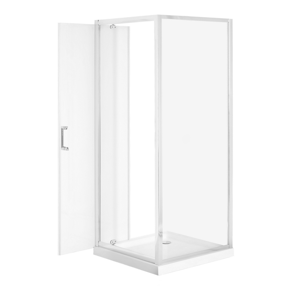 Box Doccia Vetro Temperato Argento Cornice Alluminio Anta Singola Quadrata 70 x 70 x 185 cm