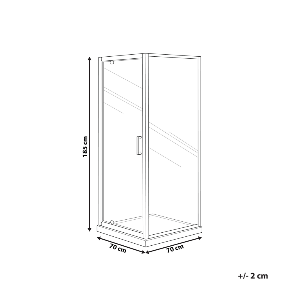 Box Doccia Vetro Temperato Argento Cornice Alluminio Anta Singola Quadrata 70 x 70 x 185 cm