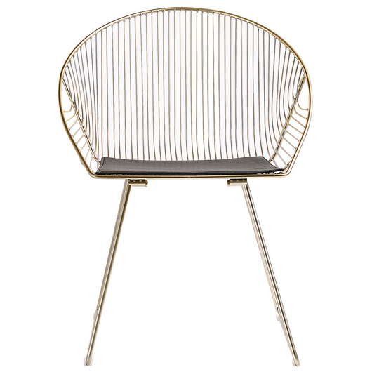 Set di 2 sedie da pranzo con struttura in metallo dorato sedile in ecopelle nera design moderno e glam