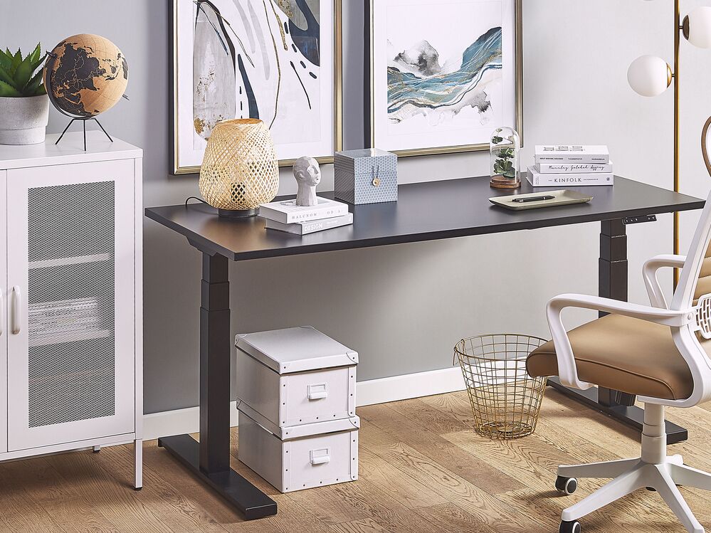 Scrivania elettrica regolabile nera 160 x 72 cm DESTIN