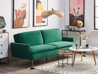 Divano Letto in Velluto Verde Scuro 3 Posti Click Clack Gambe In Metallo Dorato