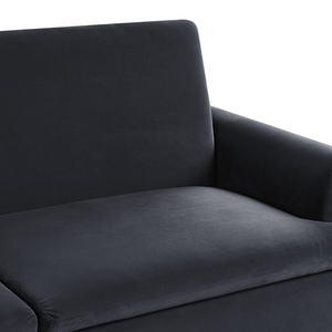 Divano Letto in Velluto Nero 3 Posti Click Clack Gambe In Metallo Dorato