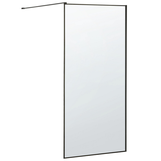 Schermo per doccia Vetro temperato Nero Cornice in acciaio inossidabile Bagno per ambienti umidi Box senza porta 90 x 190 cm
