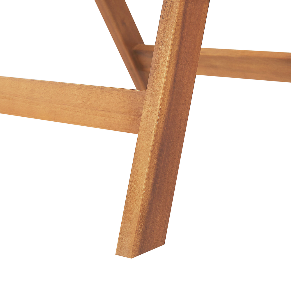 Set di 6 sedie da giardino in legno di acacia chiaro con cuscini blu pieghevole in stile rustico resistente ai raggi UV