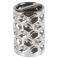 Set di 5 Accessori Bagno in Ceramica Argento portasapone dispenser Bicchiere e Portascopino