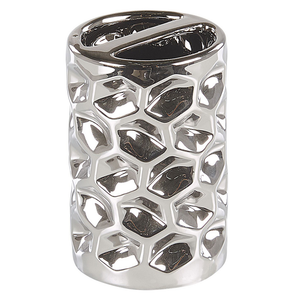 Set di 5 Accessori Bagno in Ceramica Argento portasapone dispenser Bicchiere e Portascopino