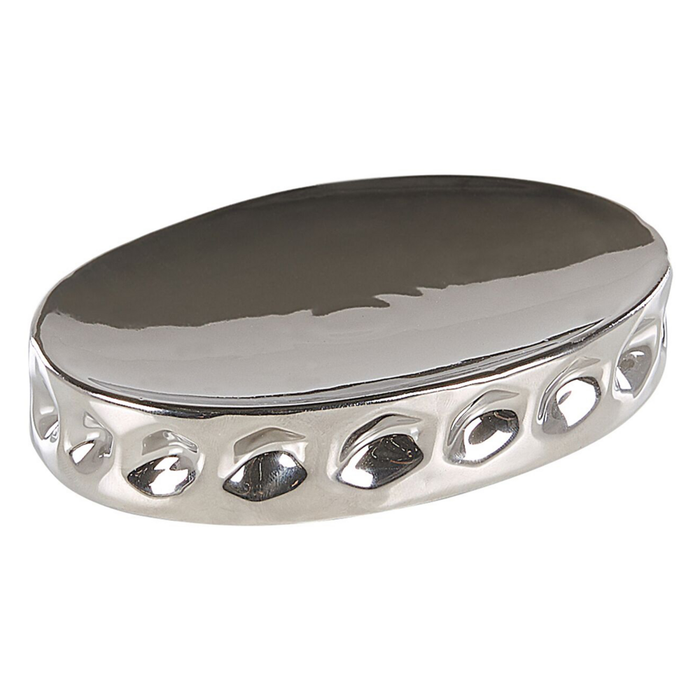 Set di 5 Accessori Bagno in Ceramica Argento portasapone dispenser Bicchiere e Portascopino