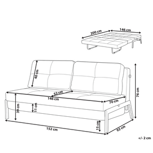 Divano Letto Tessuto Nero 2 Posti Cuscini Scandinavo stile moderno