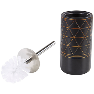 Set di Accessori Bagno Bicchieri Portasapone in Ceramica Oro e Nero