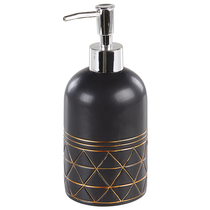 Set di Accessori Bagno Bicchieri Portasapone in Ceramica Oro e Nero