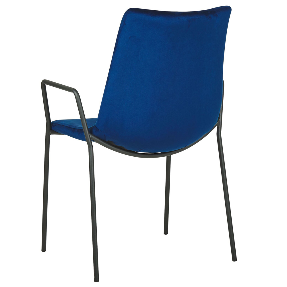 Set di 2 sedie da pranzo in velluto blu scuro con braccioli impilabili sala da pranzo ufficio sala conferenze