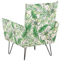 Poltrona in tessuto Nero motivo floreale gambe a forcina in metallo soggiorno camera da letto sedia