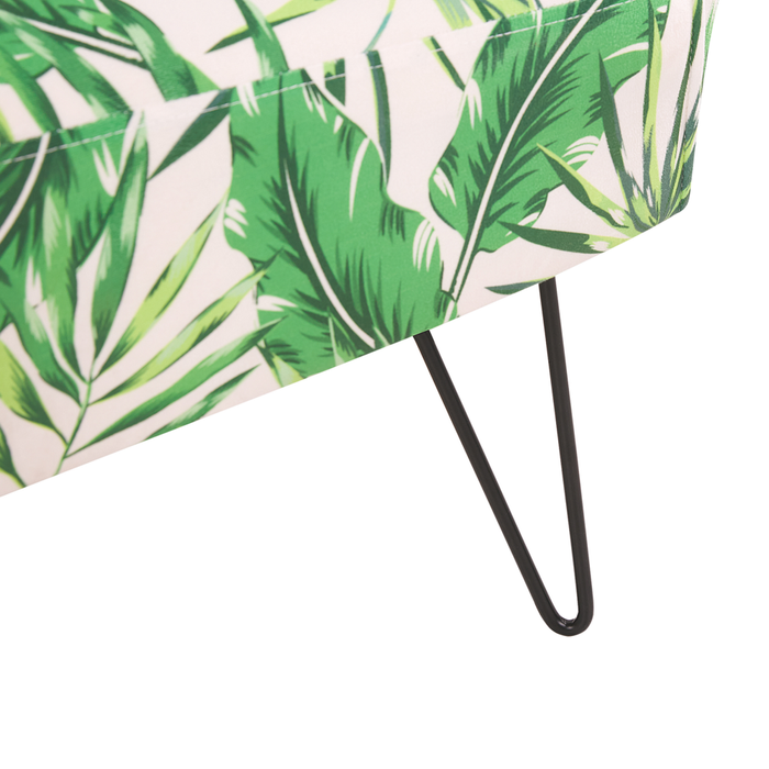 Poltrona in tessuto Nero motivo floreale gambe a forcina in metallo soggiorno camera da letto sedia