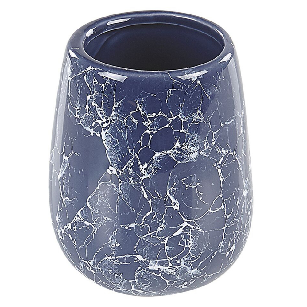 Set di accessori per il bagno in marmo blu in ceramica Glam Glamour Dispenser di sapone Porta scopino