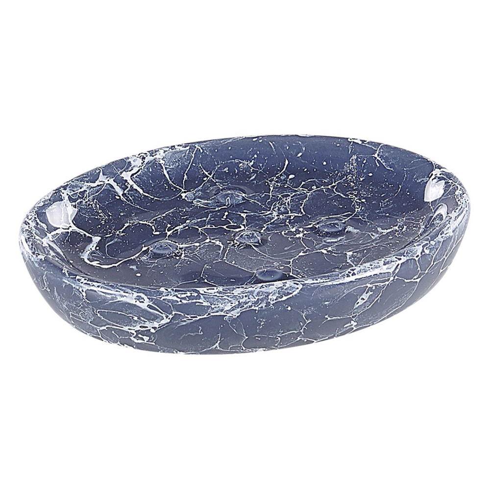 Set di accessori per il bagno in marmo blu in ceramica Glam Glamour Dispenser di sapone Porta scopino