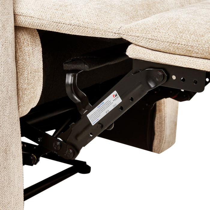 Sedia Reclinabile Tessuto Beige Rivestimento Tessuto Poliestere Bianco Porta USB Poltrona Soggiorno Design Moderno