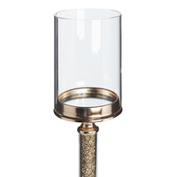 Portacandele Colonna in metallo dorato Paralume in vetro 41 cm Centrotavola decorativo glamour