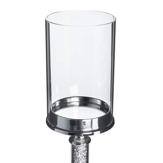 Portacandele in metallo argentato con paralume in vetro da 48 cm Centrotavola decorativo glamour