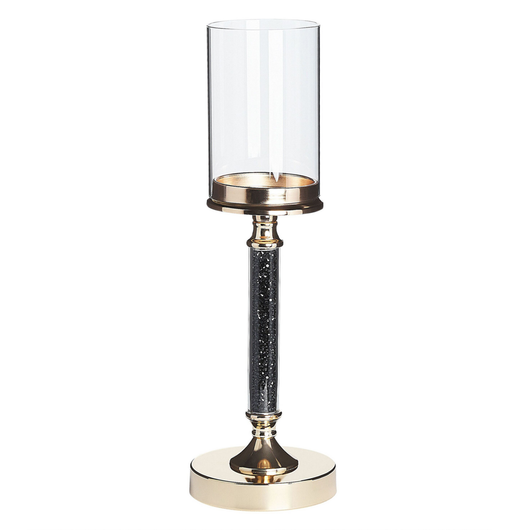 Portacandele Colonna in metallo dorato Paralume in vetro 41 cm Centrotavola decorativo glamour