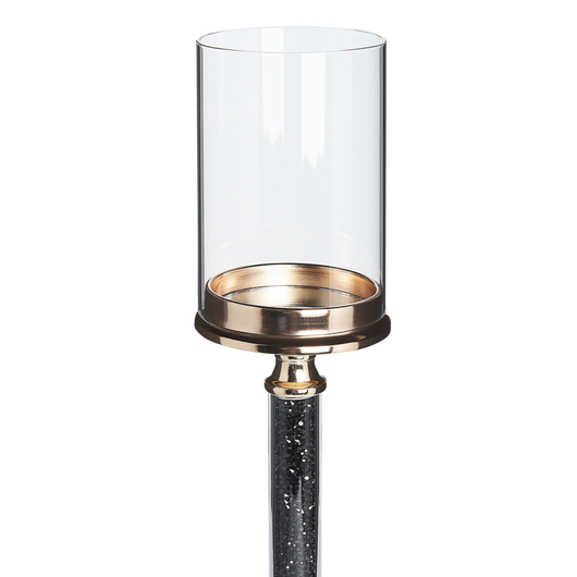 Portacandele Colonna in metallo dorato Paralume in vetro 41 cm Centrotavola decorativo glamour