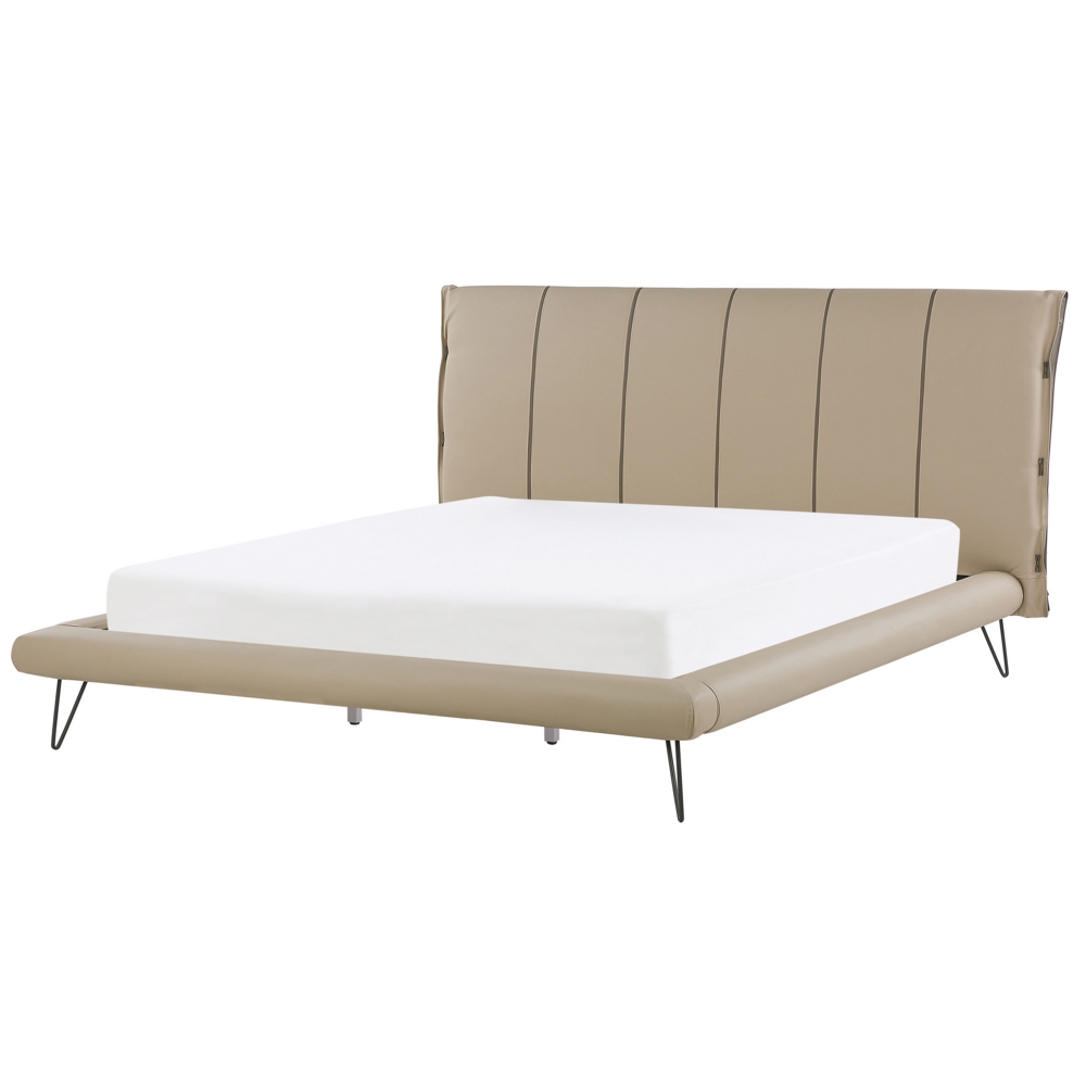 Letto con Panca e 2 Comodini in Ecopelle Testiera Decorativa 180 x 200 cm