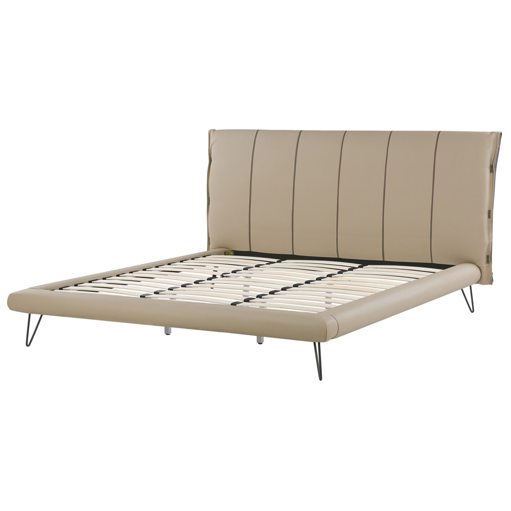 Letto con Panca e 2 Comodini in Ecopelle Testiera Decorativa 180 x 200 cm