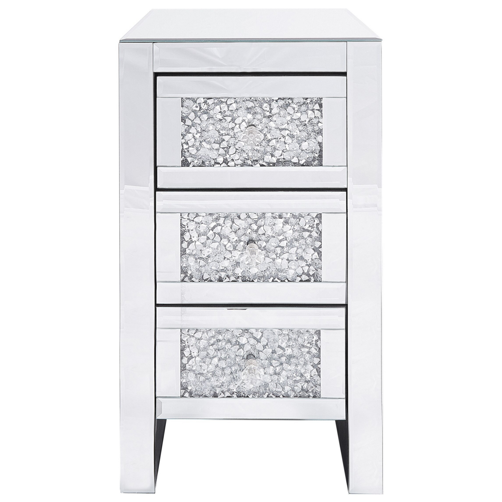 Comodino argento specchiato 3 cassetti cassettiera 60 x 30 x 30 cm moderno glam soggiorno camera da letto