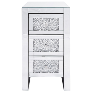 Comodino argento specchiato 3 cassetti cassettiera 60 x 30 x 30 cm moderno glam soggiorno camera da letto