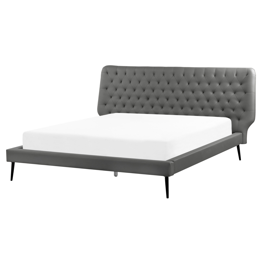 Letto con Panca e 2 Comodini in Ecopelle Testiera Decorativa 160 x 200 cm