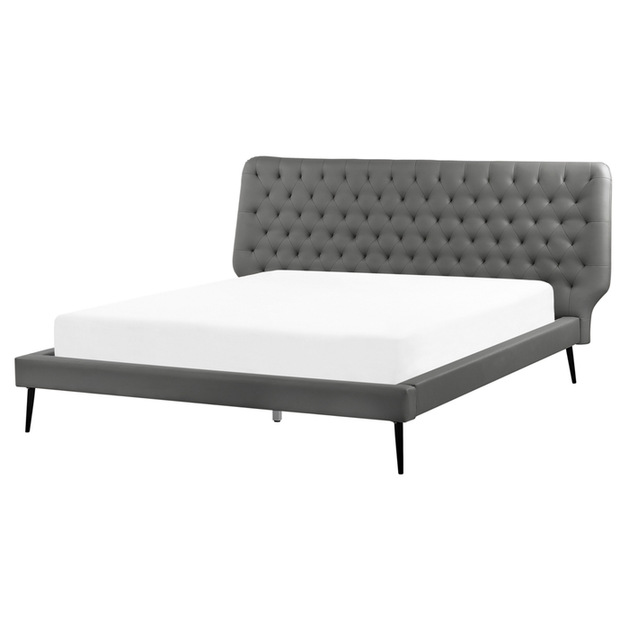 Letto con Panca e 2 Comodini in Ecopelle Testiera Decorativa 160 x 200 cm