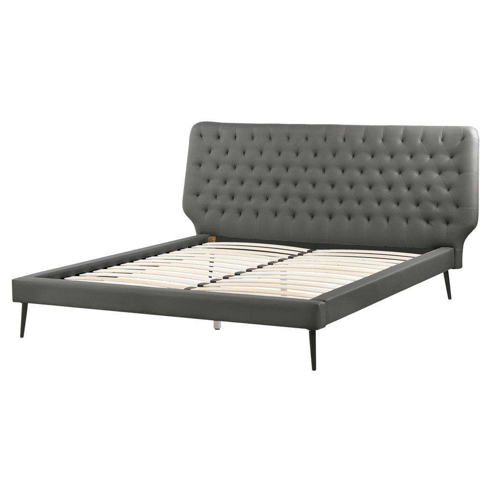 Letto con Panca e 2 Comodini in Ecopelle Testiera Decorativa 160 x 200 cm