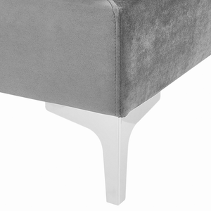 Modulo divano in velluto grigio a 1 posto con gambe in metallo argento stile glamour