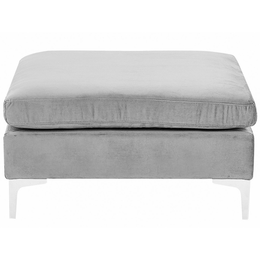 Ottomana con cuscino superiore in velluto grigio ottomana Gambe in metallo argentato Stile glamour