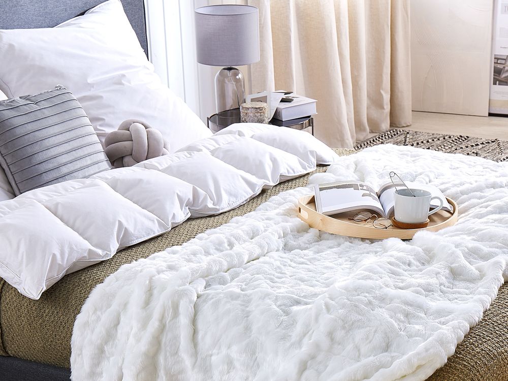 Coperta plaid acrilico Bianco 150 x 200 cm Soggiorno Soffice Plaid Design Scandinavo