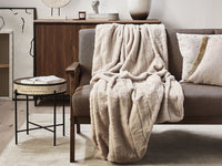 Coperta plaid in tessuto di poliestere beige 150 x 200 cm Plaid moderno e minimalista soffice