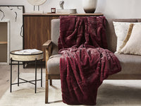 Coperta plaid in tessuto di poliestere bordeaux 150 x 200 cm design retrò soggiorno camera da letto copriletto rettangolare