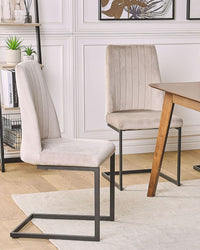 Set di 2 sedie da pranzo con sedile imbottito in velluto color talpa per sala conferenze a sbalzo con schienale alto