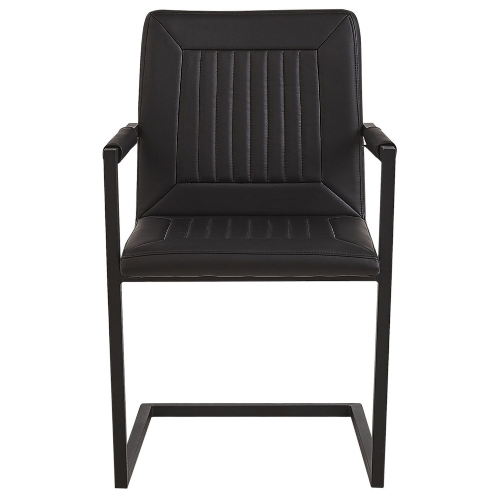 Set di 2 sedie da pranzo a sbalzo Sedia imbottita in ecopelle nera per sala conferenze