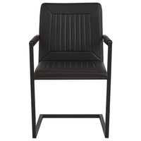 Set di 2 sedie da pranzo a sbalzo Sedia imbottita in ecopelle nera per sala conferenze