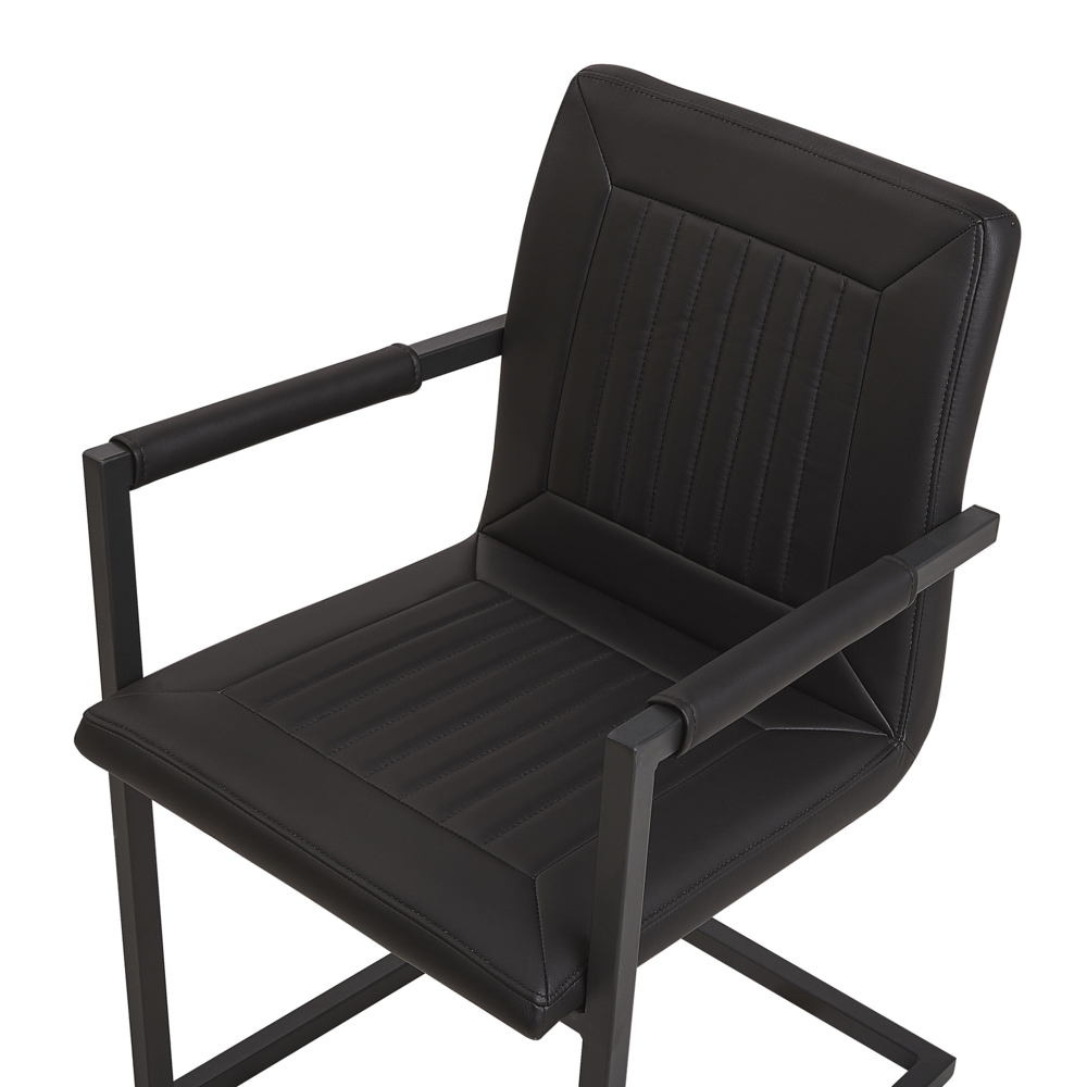 Set di 2 sedie da pranzo a sbalzo Sedia imbottita in ecopelle nera per sala conferenze