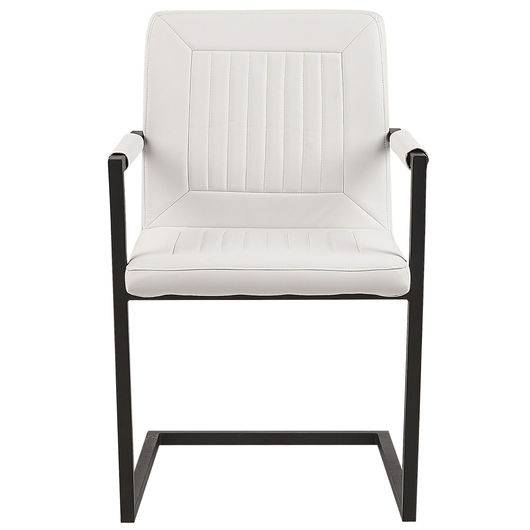 Set di 2 sedie da pranzo a sbalzo Sedia da ufficio imbottita in ecopelle bianco sporco per sala conferenze