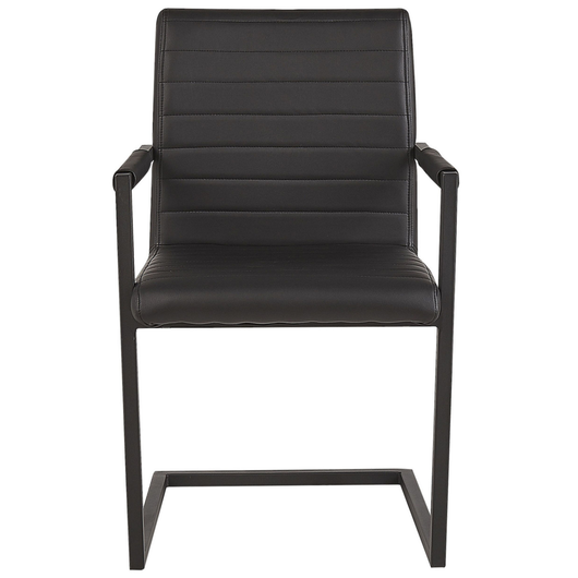 Set di 2 Sedie da conferenza a sbalzo Sedie imbottite nere in ecopelle Sala da pranzo moderna retrò Sala conferenze