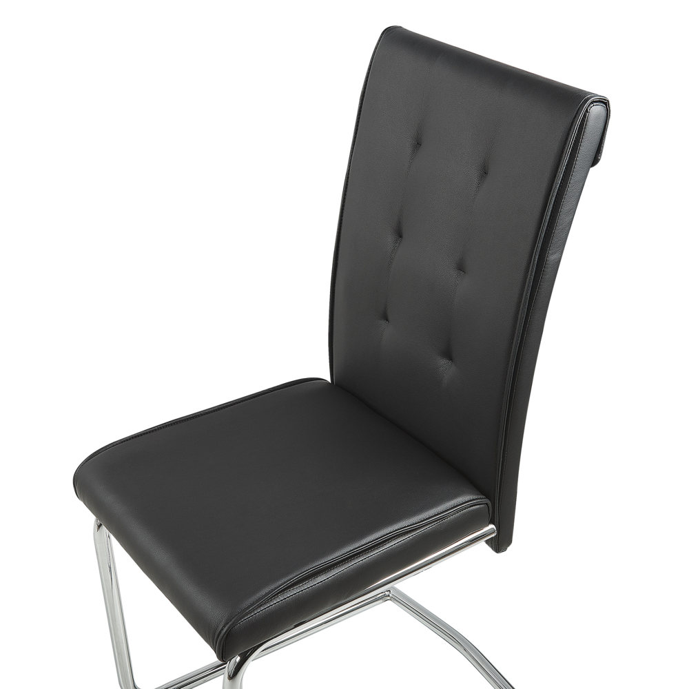 Set di sedie imbottite in ecopelle nera a sbalzo retrò sala da pranzo sala conferenze