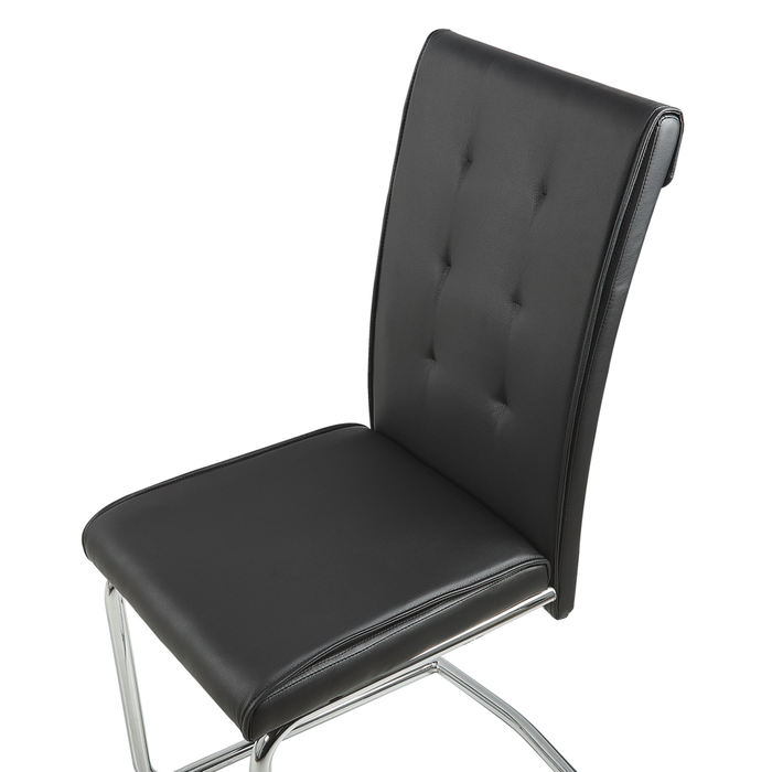 Set di sedie imbottite in ecopelle nera a sbalzo retrò sala da pranzo sala conferenze