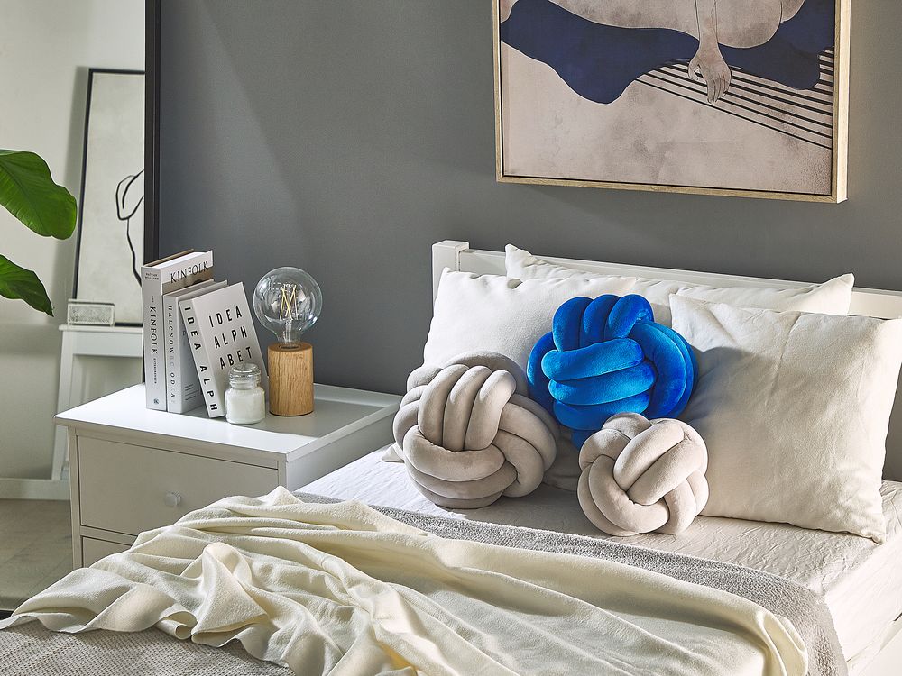 Cuscino Decorativo Cuscino Nodo Velluto Grigio 20 x 20 cm Accessori Decorativi