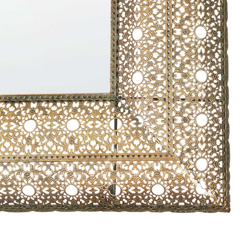 Specchio da Muro Rettangolare Cornice Dorata 69 x 90 cm Decorazione Medio Orientale