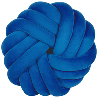 Cuscino Nodo Velluto Blu 30 x 30 cm Legato Peluche Decorativo Moderno