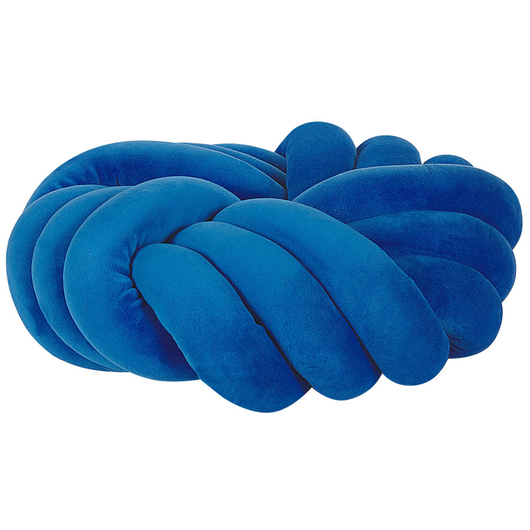Cuscino Nodo Velluto Blu 30 x 30 cm Legato Peluche Decorativo Moderno