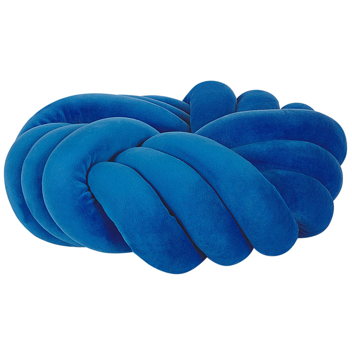 Cuscino Nodo Velluto Blu 30 x 30 cm Legato Peluche Decorativo Moderno