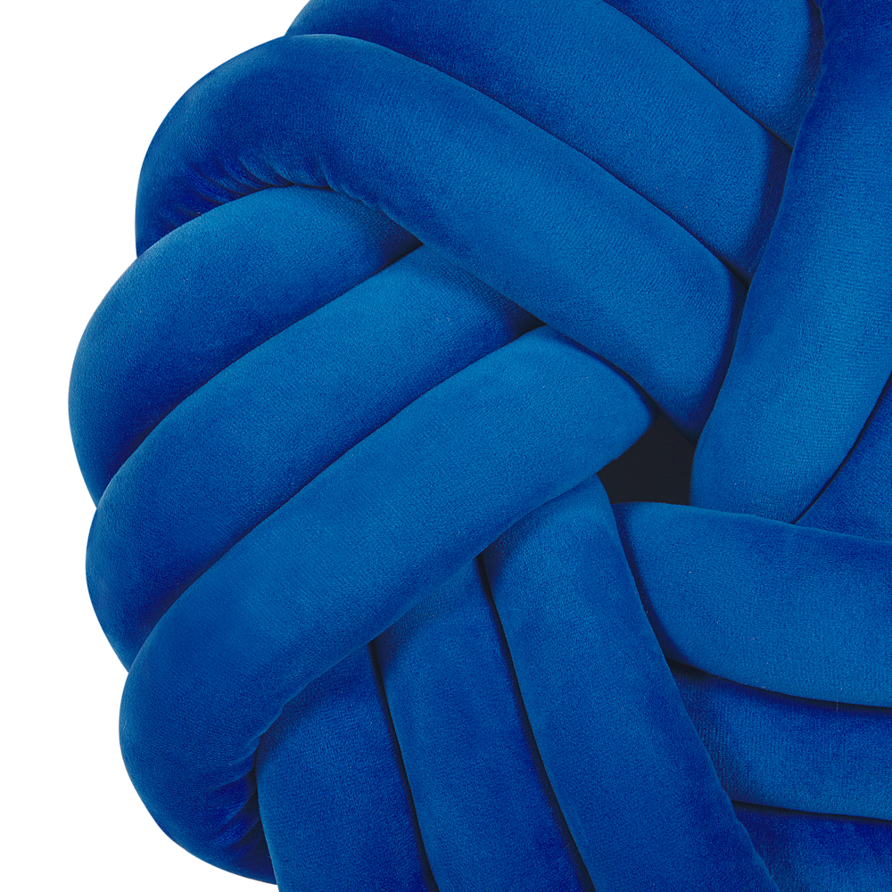 Cuscino Nodo Velluto Blu 30 x 30 cm Legato Peluche Decorativo Moderno